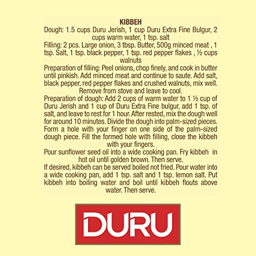 Duru Jerish (Fine Cracked Wheat), 35.2oz (1000g), Wheat Berries, 100% Natural and Certificated, High Fiber and Protein, Non-GMO, Great for Kibbeh