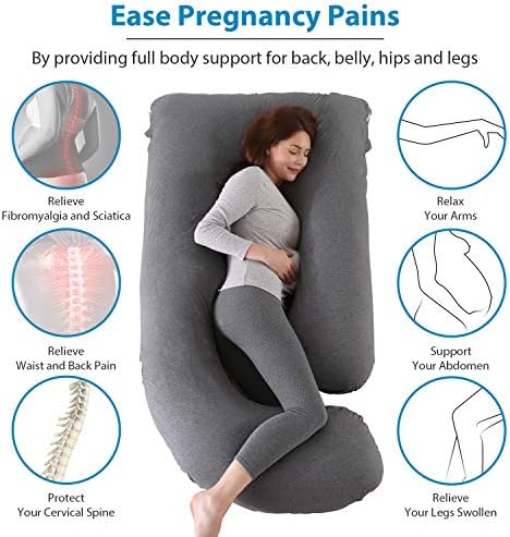 Victostar Pregnancy Pillow,57 inches U Shaped Maternity Pillow with Removable Cover Full Body Pillow Support for Back, HIPS, Legs, Belly (Dark Gray)