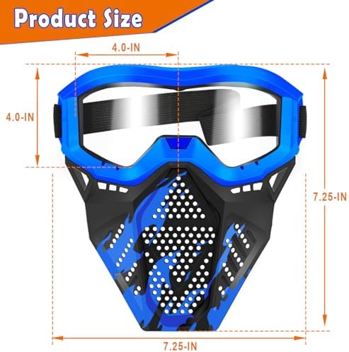 POKONBOY 2 Pack Tactical Mask with Goggles Compatible with Nerf Rival , Apollo, Zeus, Khaos, Atlas, & Artemis Blasters Rival Mask Red & Blue