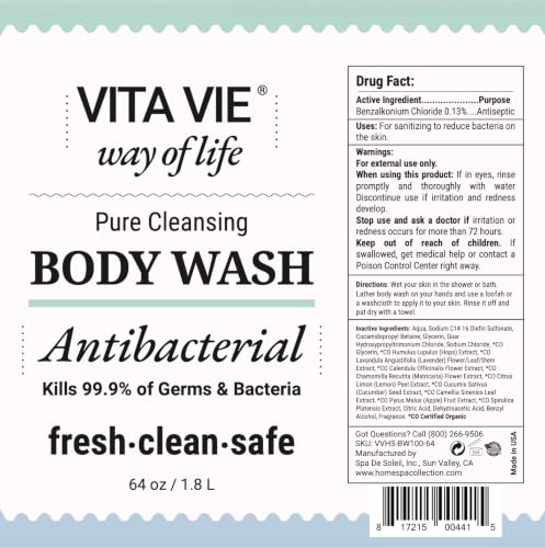 Lemon Body Wash, Antibacterial Soap With Tea Tree Oil, 12 Fl Oz