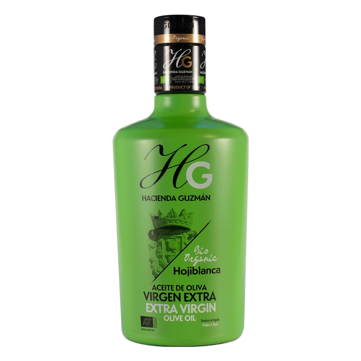 HACIENDA GUZMÁN - Organic and Bio Extra Virgin Olive Oil Hojiblanca. Ideal for grilled or fresh vegetables and white fish. Available in 16.9 FL OZ
