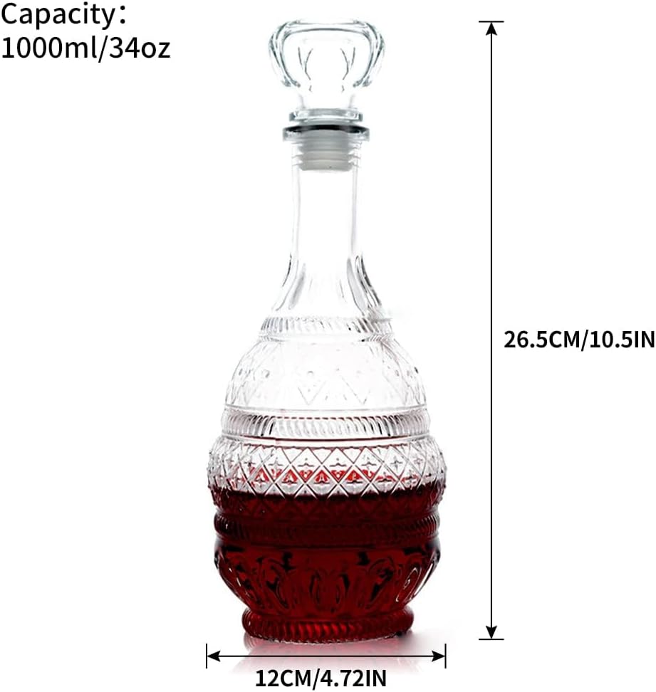 MDLUU Liquor Decanter, Glass Spirits Decanter with Airtight Stopper, Whiskey Vodka Bourbon Decanter Bottle for Gift, Home, Bar, Party Decor
