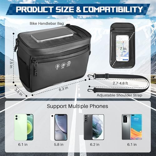 WOTOW Bike Handlebar Bag, Waterproof & with Sensitive Touch Screen, 3.5L