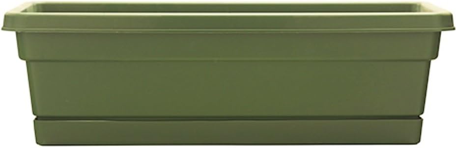 Southern Patio 30" Rolled Rim Window Box with Attached Tray, Terra Cotta