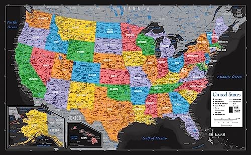 Laminated World Map & US Map Poster Set - 18" x 29" - Wall Chart Maps of the World & United States - Made in the USA - (LAMINATED, 18" x 29")