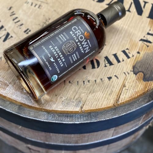 Crown Maple Organic Bourbon Barrel Aged Maple Syrup, Pancakes, Flavor Cocktails, Marinades and Sauces, 12.7 Fl Oz