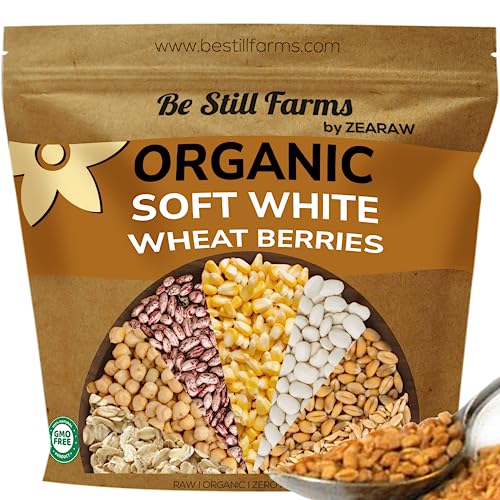 Organic Soft White Wheat Berries 5.8lb - Healthy Whole Grains Bulk | Ideal for Feeder Oats, Flour, Bread, Soup - High in Protein & Fiber - USA Grown | USDA Certified | Vegan | Non-GMO
