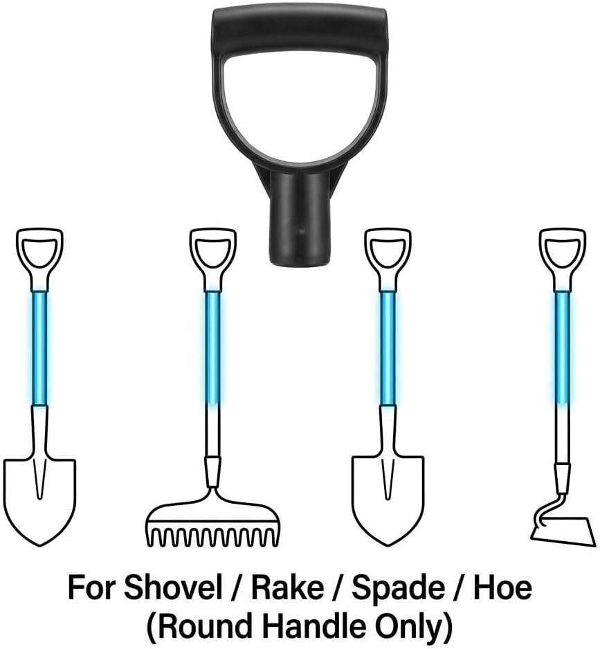QWORK Shovel Grip Handle, 1-1/8" Inside Diameter PVC D-Shaped Grip Shovel Handle Replacement for Digging Raking Tools
