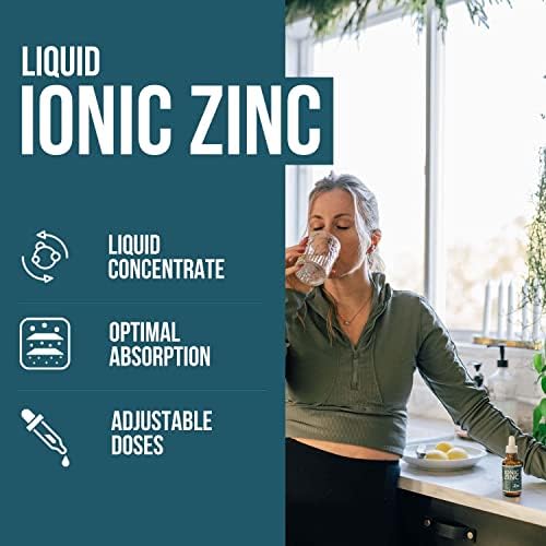 Ionic Liquid Zinc – 8 Month Supply, Adjustable Dosing for Adults – High Absorption, Vegan, Glass Bottle – Supports Immune System