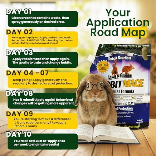 Nature's MACE Rabbit Mace Rabbit Repellent 3 lb Granules | Gardens, Lawns, Farms & Landscapes, Treats 1,350 sq ft, Granular Deterrent, All-Season Use, Safe for Pets, Children, Plants.