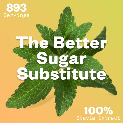 Organic Stevia Extract Powder, Concentrated Natural Sweetener for Coffee, Tea, Baking & Drinks, Zero Calorie, Non-GMO, Keto Friendly, 892 Servings