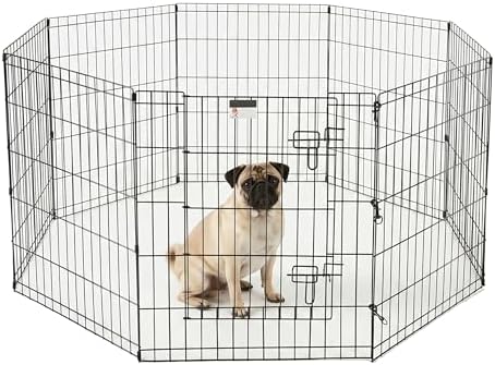 Puppy Playpen - Foldable Metal Exercise Enclosure with Eight 24-Inch Panels - Indoor/Outdoor Fence for Dogs, Cats, or Small Animals by PETMAKER
