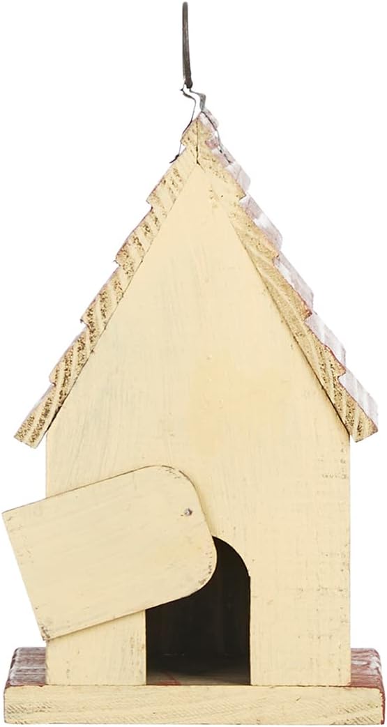 Glitzhome 14" H Hanging Distressed Wooden Church Birdhouse Garden Decor