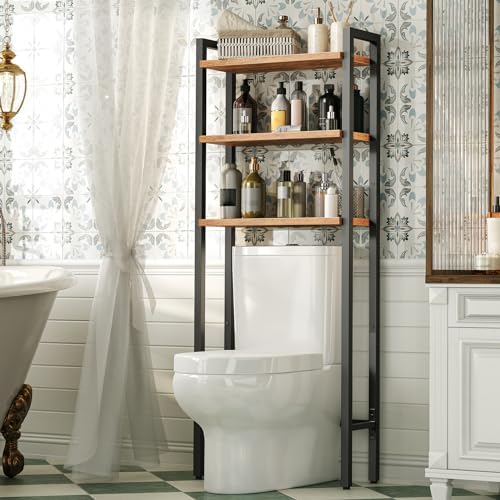HOOBRO Over The Toilet Storage, 3-Tier Bathroom Organizer Shelf Over Toilet, Freestanding Bathroom Storage Shelves, Space Saver