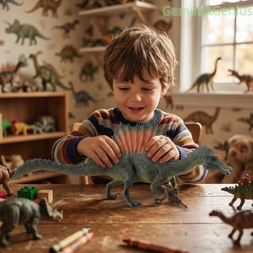 Gemini&Genius Dinosaur Toys Spinosaurus Figurine, Dinosaur Action Figure with Moveable Jaw, Boys Birthday Gift, Collection and Room Decoration