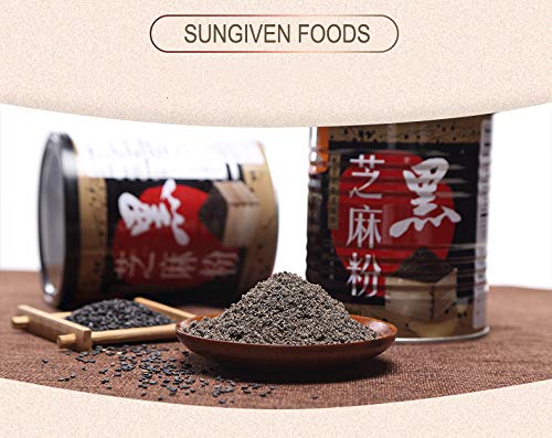 100% Black Sesame Seeds Powder, No Sugar, Low Temp Roasted, HALAL, NON-GMO, Black Sesame Paste Made in Taiwan 12.36oz (350g)