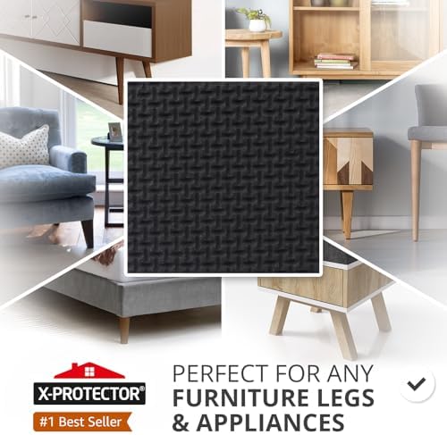 X-PROTECTOR Non Slip Furniture Pads – 12 Premium Furniture Grippers 3"! | Best SelfAdhesive Rubber Feet Furniture Feet – Ideal Non Skid Furniture Pad Floor Protectors – Keep Furniture in Place!