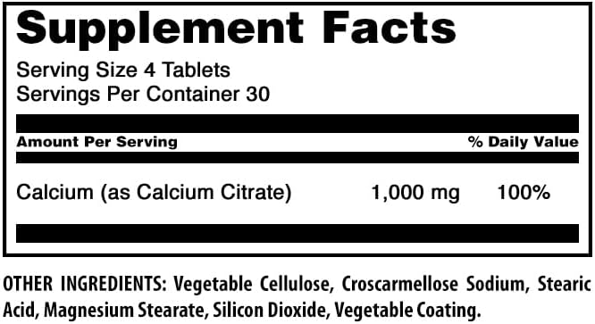 Amazing Formulas Calcium Citrate 1000 Mg | Tablets Supplement | Non-GMO | Gluten-Free | Made in USA (1 Pack | 240 Count)