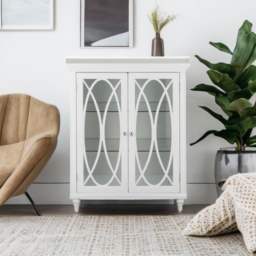 Teamson Home Florence 26 in. x 32 in. 2-Door Freestanding Wooden Floor Cabinet with Adjustable Shelves for Storage Solutions in Bathrooms, Kitchens, Laundry Rooms, Home Offices, White | Freestanding Wooden, Adjustable Shelves, For Bathrooms, Kitchens, La…