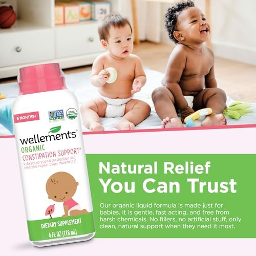 Wellements Organic Constipation Relief for Infants Babies & Toddler 4 Fl Oz