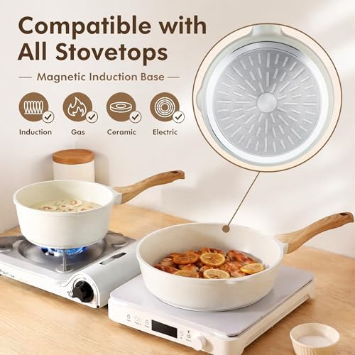SENSARTE Nonstick Ceramic Cookware Set, 13-pcs Non-toxic Pots and Pans Set | Healthy Kitchen Cooking Set with Stay-Cool Handles