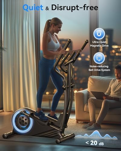 Niceday Elliptical Exercise Machine with 15.5/18/19IN Long Stride | Compact Elliptical Machine for Home Use, 16 Resistance Levels; 400LBS Stable Loading Capacity; Kinomap APP Support