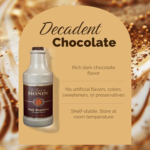Monin - Sugar Free Dark Chocolate Sauce, Velvety and Rich, Great for Desserts, Coffee, and Snacks, Gluten-Free (64 Ounce)