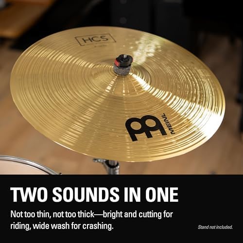 Meinl 18" Crash/Ride Cymbal - HCS Traditional Finish Brass for Drum Set, Made in Germany, 2-YEAR WARRANTY (HCS18CR) | Durable Brass Alloy