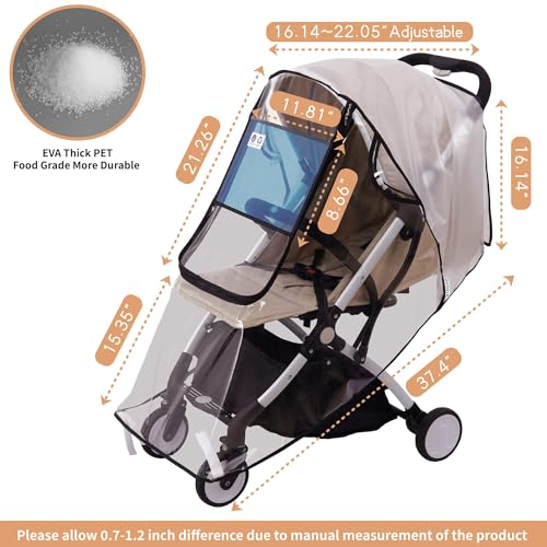Bemece Stroller Rain Cover, Universal Stroller Accessory, Baby Travel Weather Shield, Windproof and Waterproof, Protect from Dust and Snow