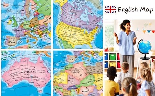 EXERZ 8" World Globe - Political Map Educational Earth Globe - English