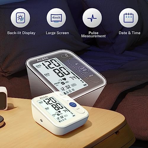 Alcedo Blood Pressure Monitor for Home Use, Upper Arm Cuff BP Machine | Large LCD Screen, Talking Function, 2x120 Memory, Large Cuff (8.7–16.5"), Batteries+USB Cable