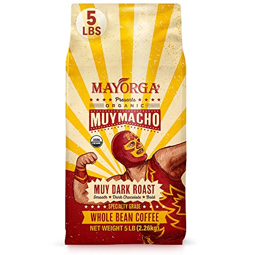 Mayorga Organic Coffee 12oz Cafe Cubano Roast - Dark Roast Whole Bean Coffee Specialty Grade, 100% Arabica, Slow Roasted, Bold and Smooth Flavor with Low Acidity - USDA Organic, Non-GMO, Kosher,