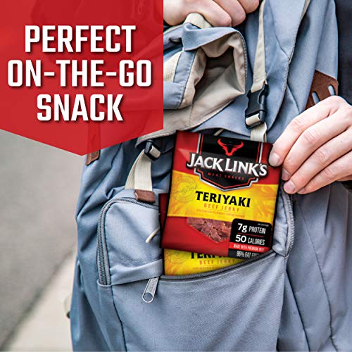Jack Link's Teriyaki Beef Jerky Multipack - (5 Pack) 0.625 oz Bags - Ready to Eat Real Meat Protein Snacks - 7g Protein per Serving - Made with 100% Real Beef | Bags - Ready to Eat Real Meat Protein Snacks - 7g Protein per Serving - Made with 100% Real B…