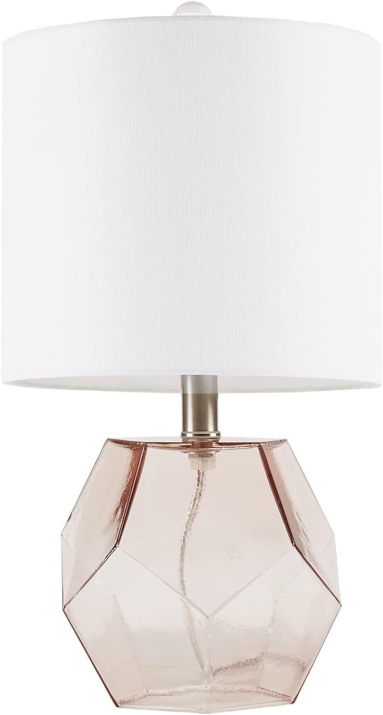 510 Design Bella Glass Table Lamps for Bedroom, Nightstand Light With Cotton Blend Fabric Shade, Rotary Switch, 60" Corded, 60W Bulb, Transitional