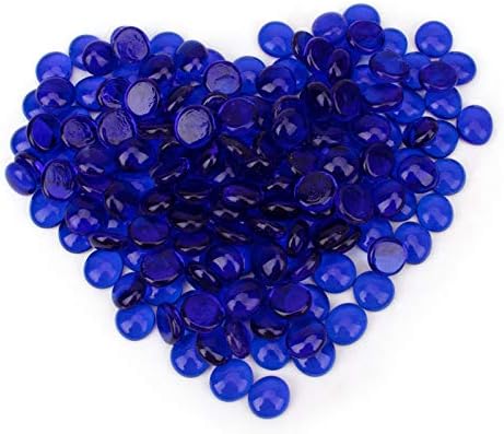 [18 Pound] Fire Glass Beads Fireglass Drops for Gas Fire Pit Fireplace Cobalt Blue Luster Reflective Decorative Glass Gems Rocks Pebbles Stone for