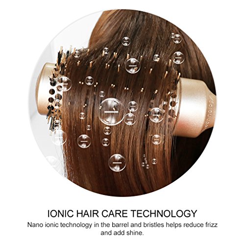 BANGMENG Round Brush with Boar Bristles, 1 inch Barrel, Nano Thermal Ceramic Ionic Tech for Straightening and Blow Drying, Gold