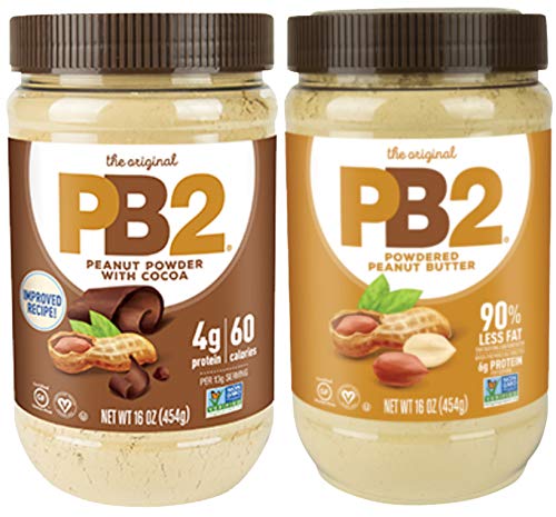 PB2 Powdered Peanut Butter Bundle - Original PB2 and Cocoa PB2 Peanut Butter Powder (Two 16oz Jars)