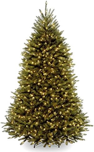 National Tree Company 7ft Pre-Lit Dunhill Fir Artificial Christmas Tree | 700 Clear Lights, 2,144 Tips, Includes Stand, Green