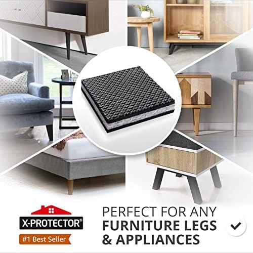 X-PROTECTOR Non Slip Furniture Pads – 12 Premium Furniture Grippers 3"! | Best SelfAdhesive Rubber Feet Furniture Feet – Ideal Non Skid Furniture Pad Floor Protectors – Keep Furniture in Place!