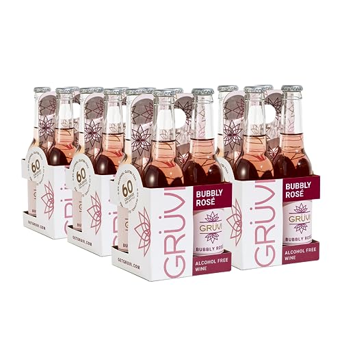 Gruvi Non-Alcoholic Dry Secco, 50 Calories, 8-Pack, 0% ABV, Non Alcoholic Sparkling Wine, Zero Alcohol Wine, NA Wine