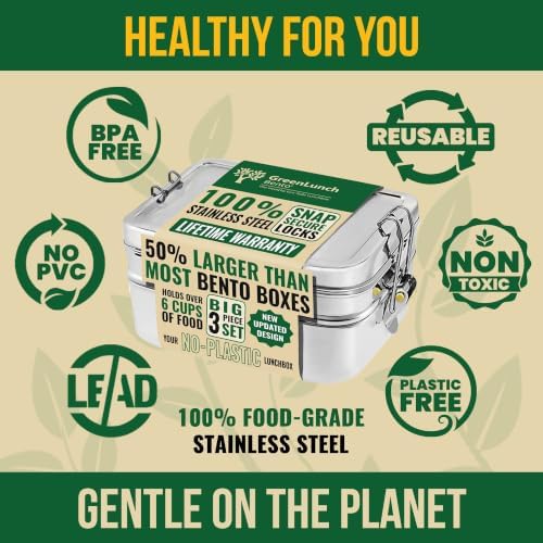 Stackable Stainless Steel Bento Box for Adults, 6 Cup with Snack Pod | Crack-Resistant, Secure Locks, Eco-Friendly Lunch Container for Work