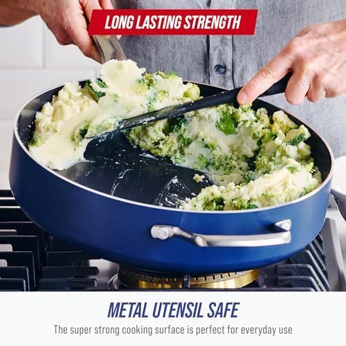 Blue Diamond 10" Diamond Infused Ceramic Nonstick Frying Pan Skillet, Blue | PFAS-Free Ceramic Nonstick, Dishwasher & Oven Safe, Stay Cool Handle, Durable Metal Utensil Safe, Egg & Omelet Pan