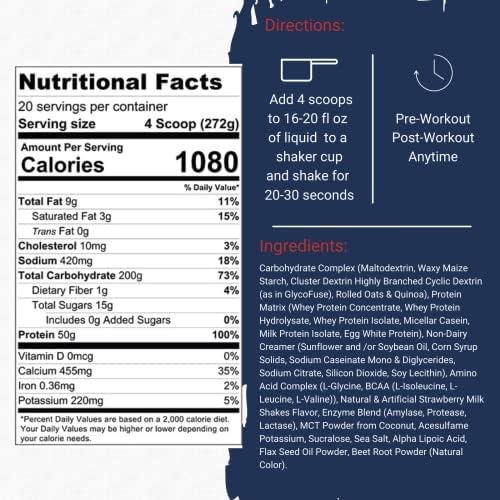 Gaspari Nutrition Real Mass: Advanced Weight Gainer, Protein and Complex Carb Blend, 50g Protein, 16g EAAs, Gluten-Free, 12 lbs (Vanilla Milkshake)