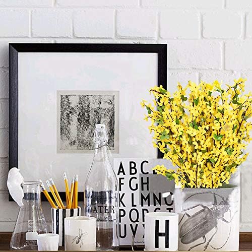6Pcs Yellow Artificial Flowers 25.5in Long Stem Forsythia Branches