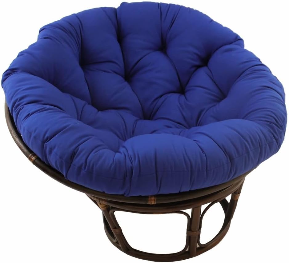 Furniture Piece 42-Inch Rattan Papasan Chair with Solid Twill Cushion