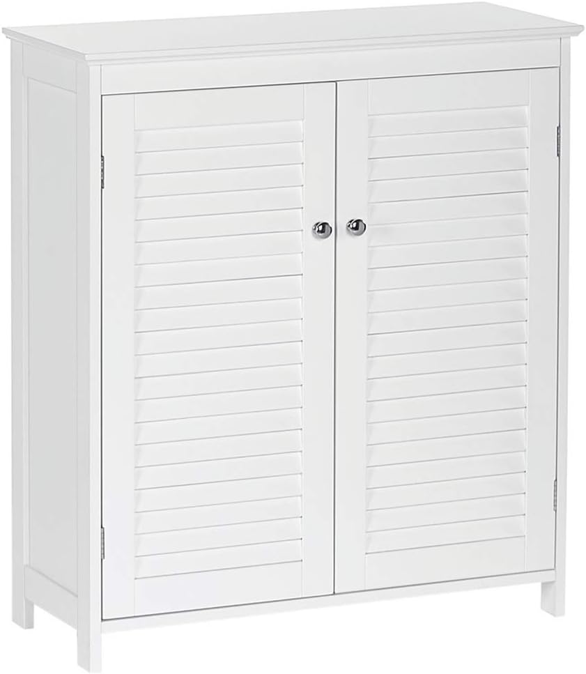 RiverRidge Ellsworth 2-Door Bathroom Storage Floor Cabinet, White | Laundry Room Linen Cabinet, Bath Medicine Floor Cabinet, Adjustable Interior Shelf