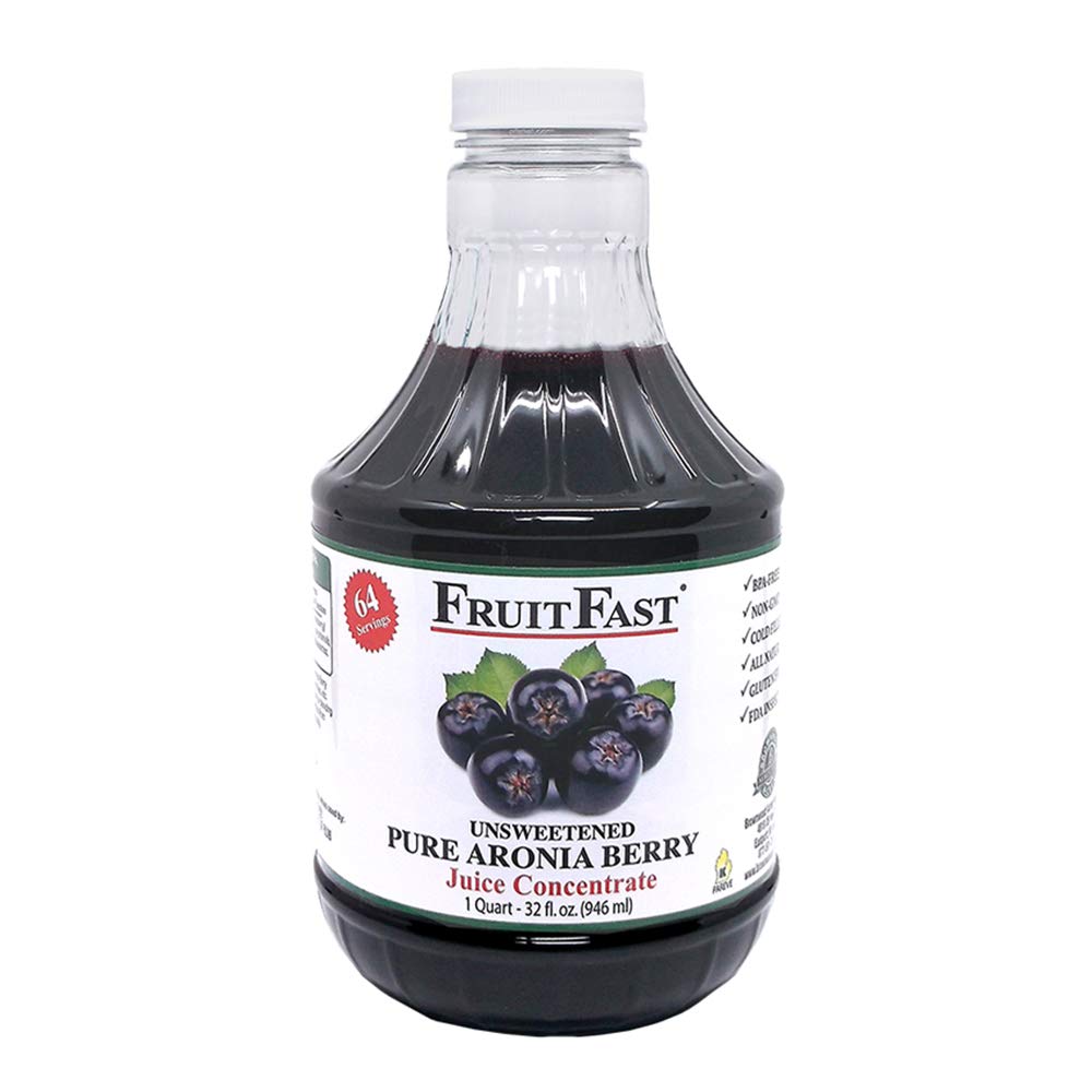 Aronia Berry (Chokeberry) Juice Concentrate (32 Fl Oz.) by FruitFast - Unsweetened Pure 65 Brix Choke Berry Concentrate - 64 Servings (32 Ounce)