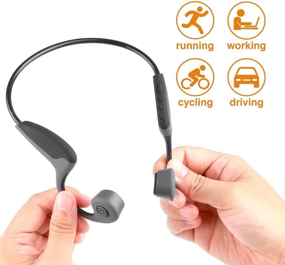 Bone Conduction Headphones Bluetooth 5.0 Open Ear Wireless Titanium HiFi Stereo with Mic Sweatproof Sports Headphones for Running Driving Cycling