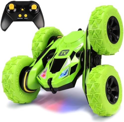 Threeking Remote Control Flip Stunt Car Double Sided Driving Toys Gifts | Durable RC Cars with Breathing Soft Lights for Boys Girls Ages 6-12