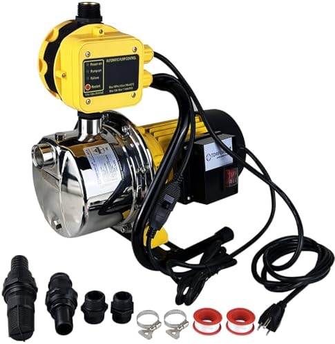 TDRSUPER 1 HP Shallow Well Jet Pump with Automatic Pump Control, Smart Pressure Switch System, Stainless Steel Water Pump for Home Garden Irrigation